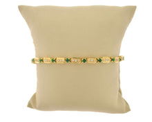 Load image into Gallery viewer, Estate Vintage 14K Yellow Gold Emerald &amp; .50 Carat Diamond Bracelet 7&quot;
