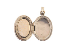 Load image into Gallery viewer, ESTATE VINTAGE 14K WHITE GOLD CARVED BLUE OVAL CAMEO LOCKET PENDANT
