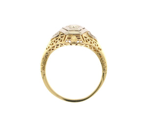 Estate Vintage 14K Two Tone Gold .16 Carat Diamond Ring