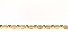 Load image into Gallery viewer, Estate Vintage 14K Yellow Gold Emerald &amp; .50 Carat Diamond Bracelet 7&quot;
