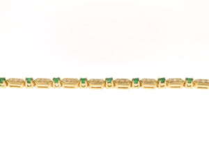 Estate Vintage 14K Yellow Gold Emerald & .50 Carat Diamond Bracelet 7"