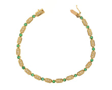 Load image into Gallery viewer, Estate Vintage 14K Yellow Gold Emerald &amp; .50 Carat Diamond Bracelet 7&quot;
