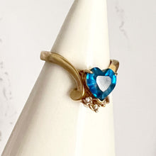 Load image into Gallery viewer, Blue Topaz and Diamond Heart Ring
