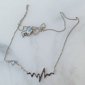 Sterling Silver EKG Heartbeat Necklace