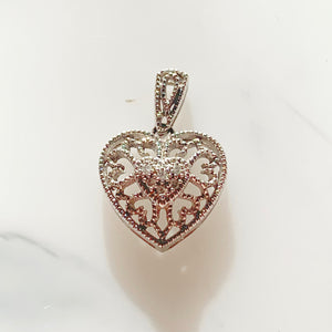 Sterling Silver & Diamond Heart Pendant