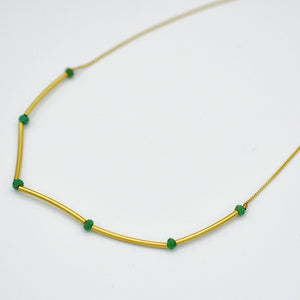 Emerald and Gold Tube Necklace