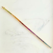 Load image into Gallery viewer, 18k Rainbow Gemstone Tennis Bracelet
