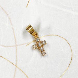 Tiny Diamond Cross Charm
