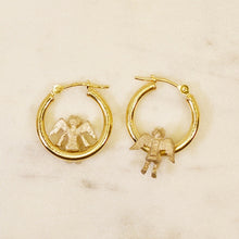 Load image into Gallery viewer, 14k Hoops with Sterling Silver Nakey Cherubs
