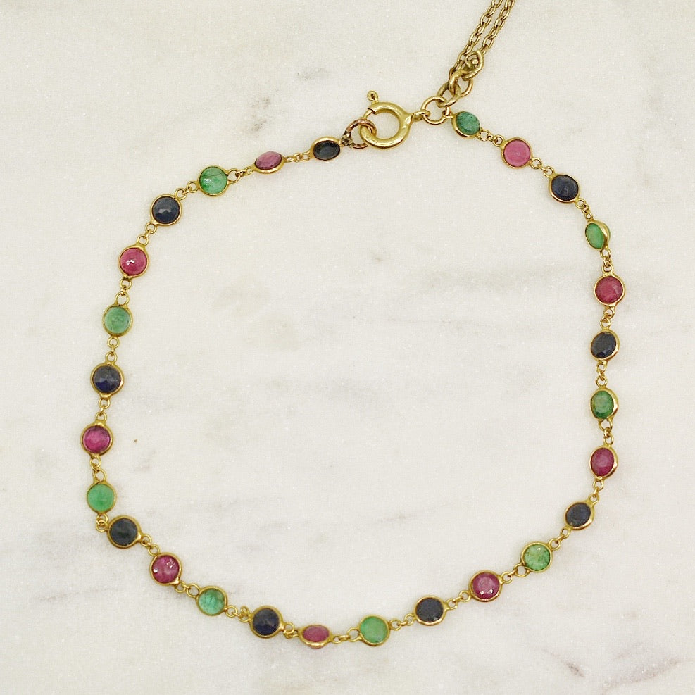 18k Ruby Emerald Sapphire Bracelet