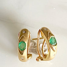 Load image into Gallery viewer, Emerald and Diamond Earrings
