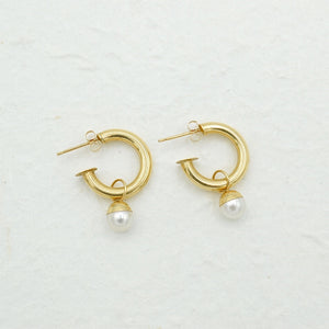 Small Chunky Hoops with Pearls