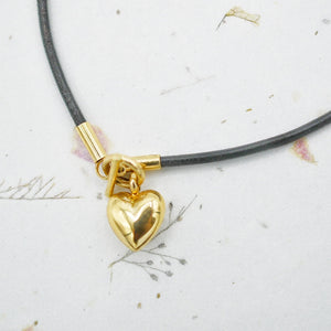 Leather and Puffed Heart Anklet