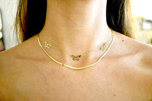 Butterfly Station Necklace 14k