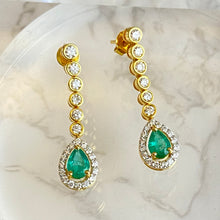 Load image into Gallery viewer, 18K Emerald Tear Drop Earrings
