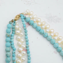 Load image into Gallery viewer, Turquoise and Pearl Statement Necklace
