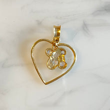 Load image into Gallery viewer, 18k CZ “N” Heart Pendant
