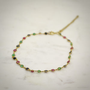 18k Ruby Emerald Sapphire Bracelet