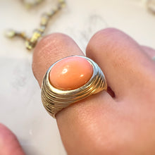 Load image into Gallery viewer, Angel Skin Coral Cabochon Ribbed Ring
