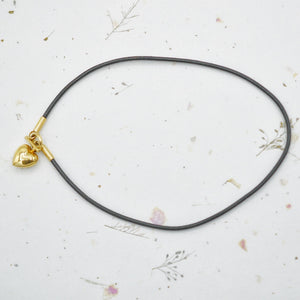 Leather and Puffed Heart Anklet