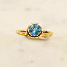 Load image into Gallery viewer, Bezel set Blue Topaz Solitaire Ring
