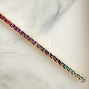 18k Rainbow Gemstone Tennis Bracelet