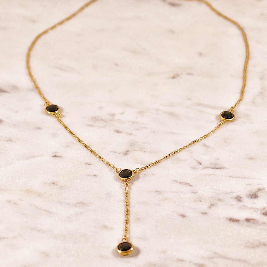 Lavalier Figaro Chain & Glass Bead Necklace