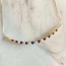 Load image into Gallery viewer, Antique Sapphire Pearl Crescent Necklace
