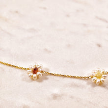 Load image into Gallery viewer, Gemstone and Pearl Flower Station Necklace
