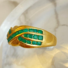 Load image into Gallery viewer, Emerald Criss Cross Ring
