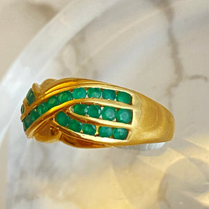 Emerald Criss Cross Ring