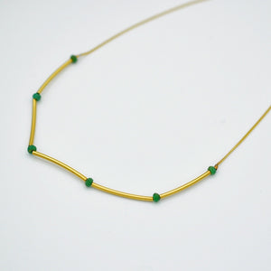 Emerald and Gold Tube Necklace