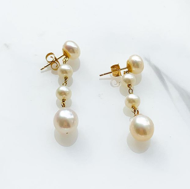 Genuine Pearl Dangle Earrings